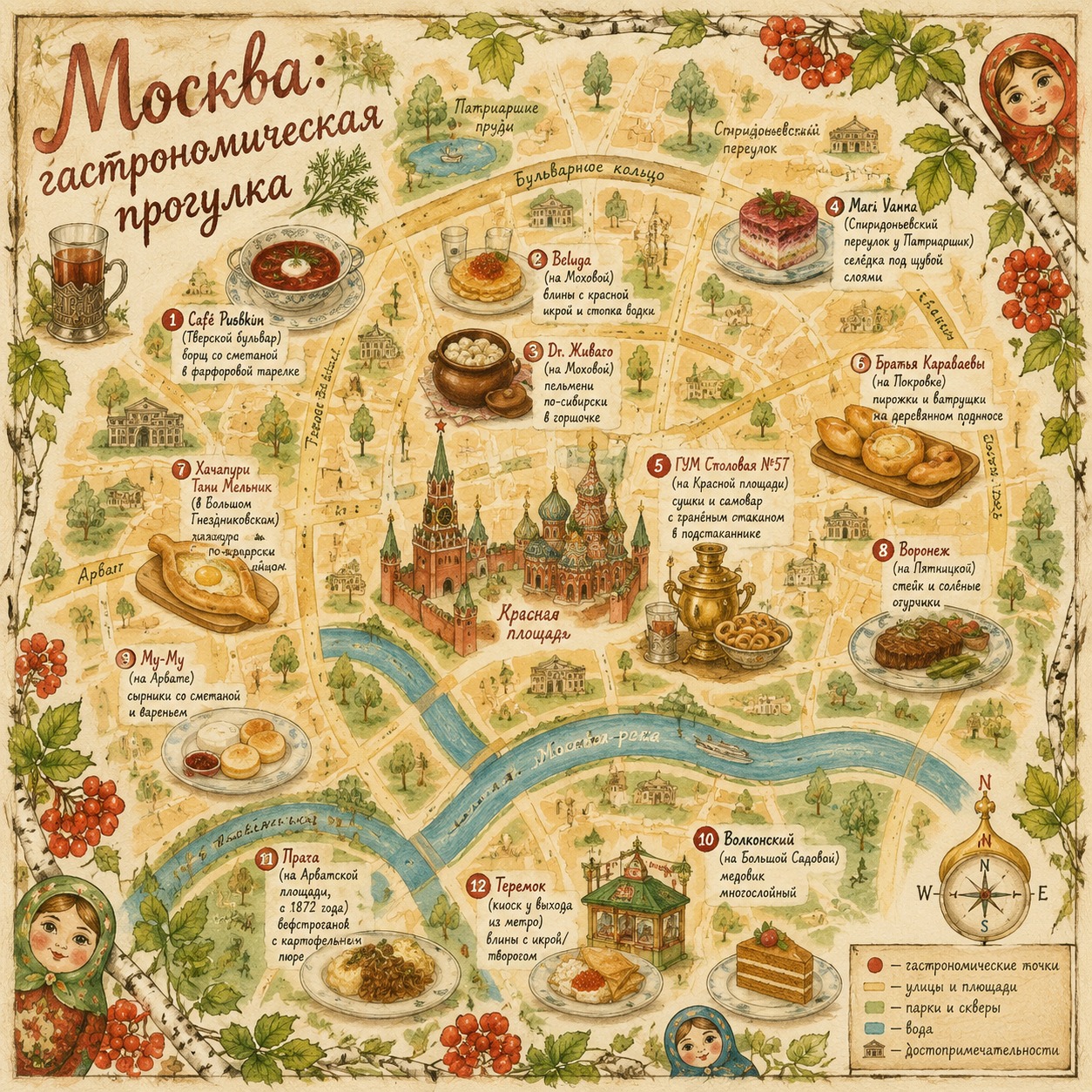 Иллюстрированная карта Москвы.